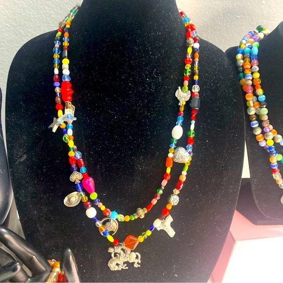 Lot Southwest Style Art Glass Bead Multicolor Necklaces - Picture 5 of 13